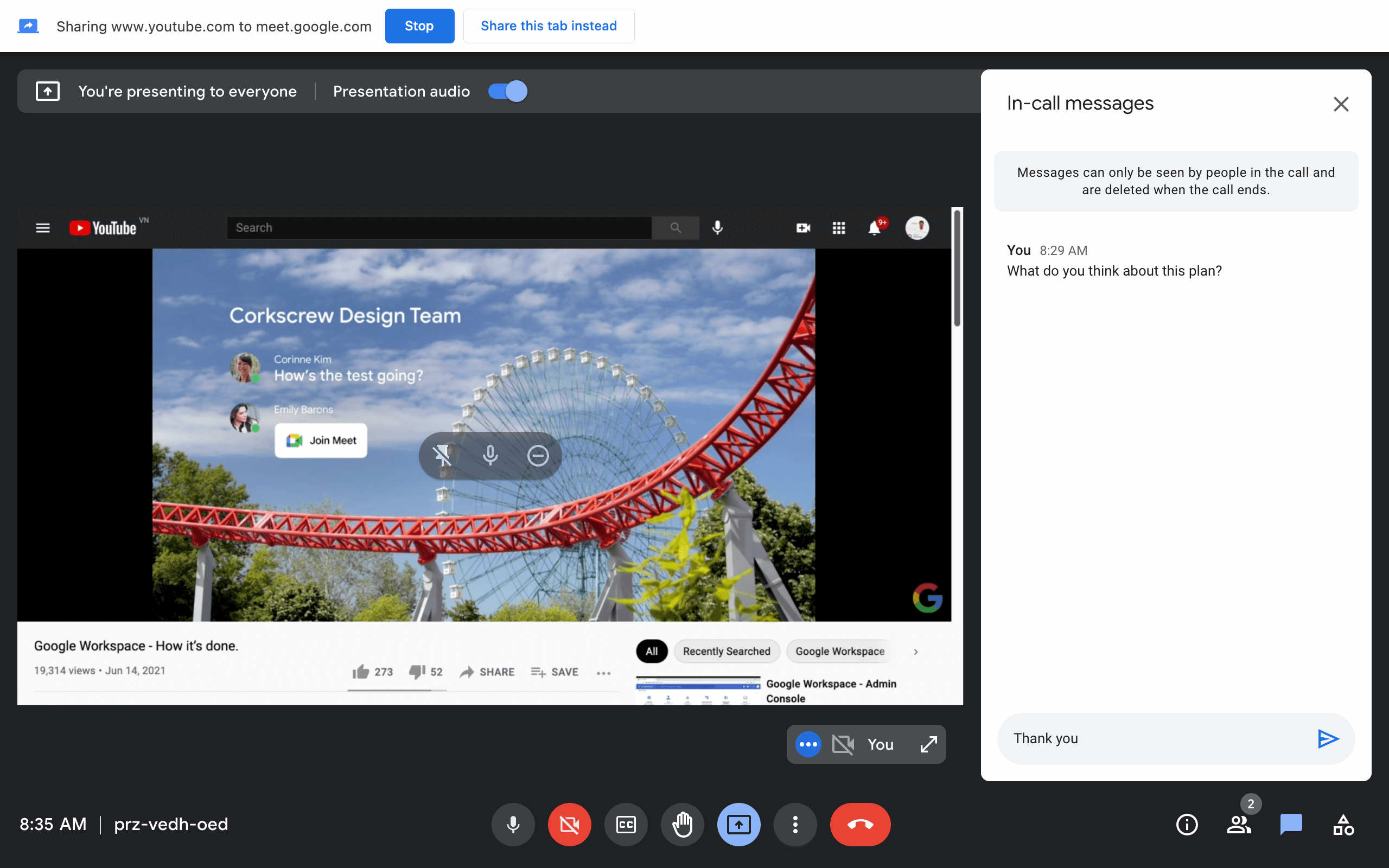 Google Meet - Present/Share a screen